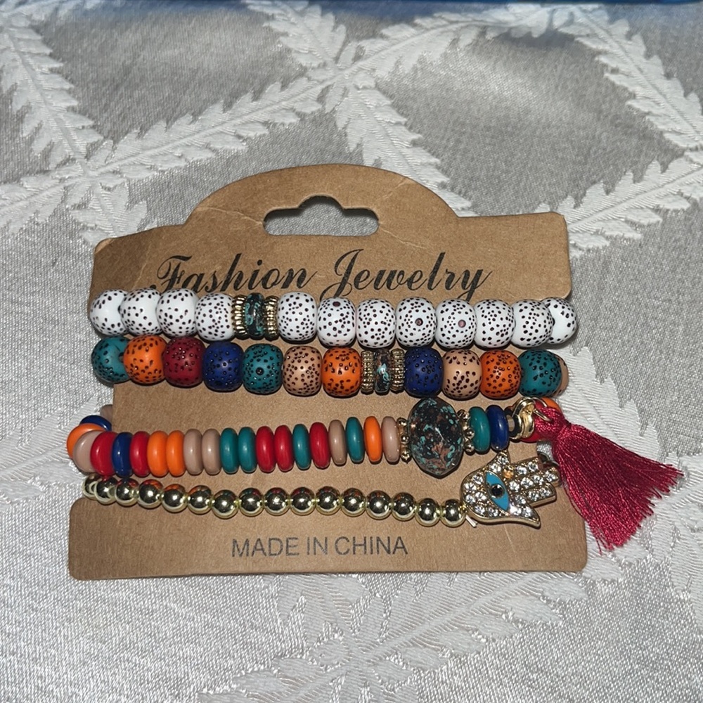 New Boho stackable stretch bead bracelets. (4)